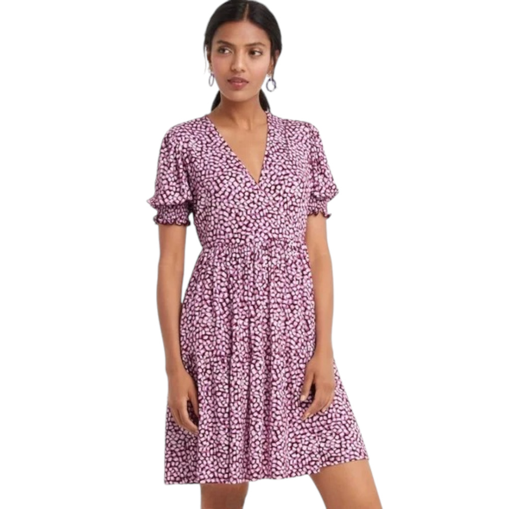 Draper James Faux Wrap Dress in Square Dot Print Ruffle Sleeves V-Neck Size XXL